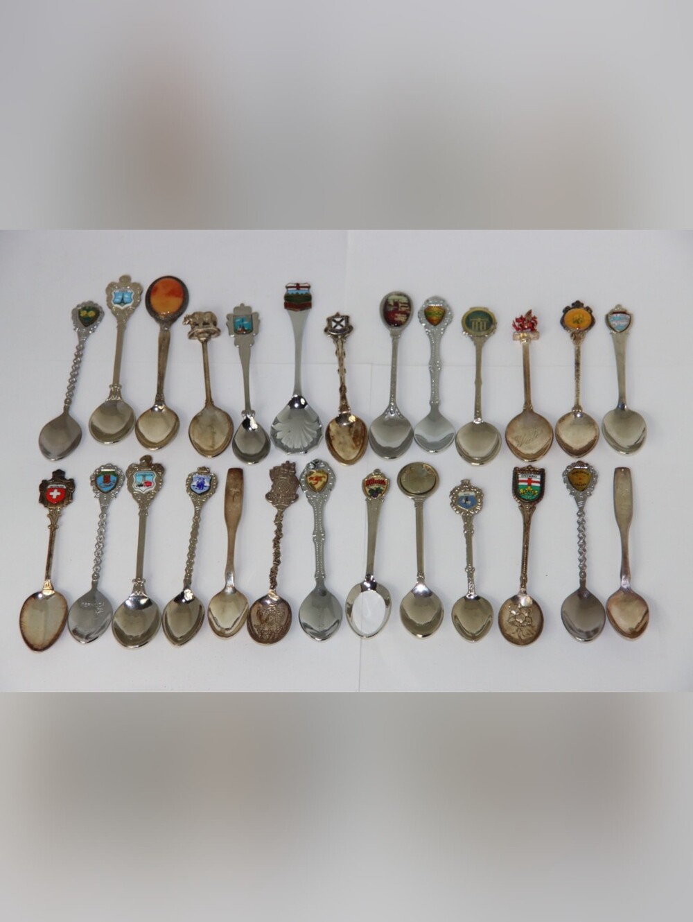 Vintage Decorative Collectible Souvenir Spoons - Mixed Metal Set